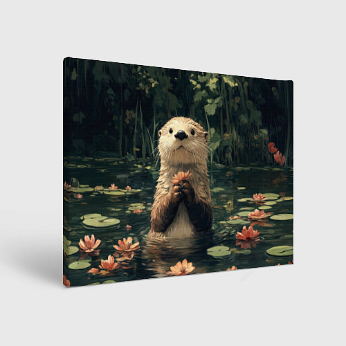 Картина прямоугольная Выдра в лесном пруду / 3D-принт – фото 1