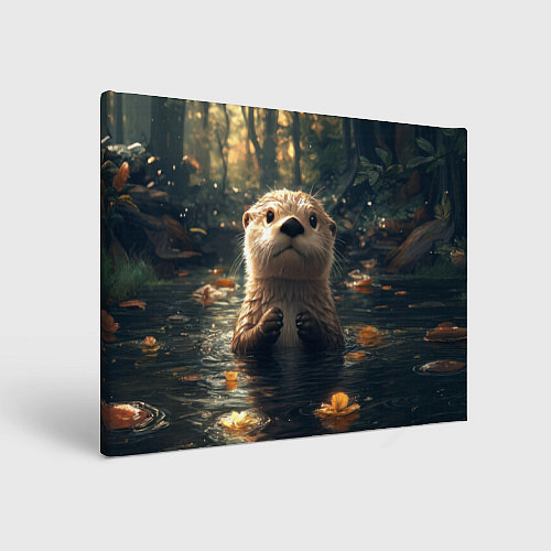 Картина прямоугольная Выдра в летнем пруду / 3D-принт – фото 1