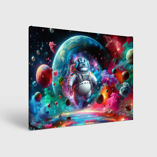 Картина прямоугольная Astronaut Totoro in neon space - ai art fantasy / 3D-принт – фото 1