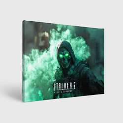 Картина прямоугольная Stalker 2 череп с зелеными глазами