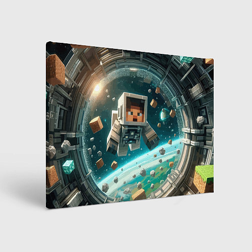 Картина прямоугольная An astronaut in outer space - Minecraft / 3D-принт – фото 1