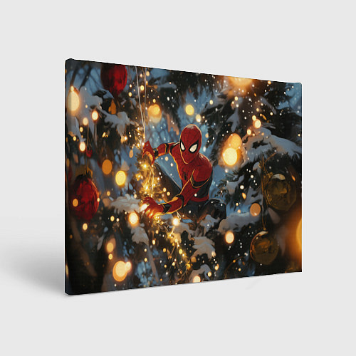 Картина прямоугольная Spiderman на новогодней елке / 3D-принт – фото 1
