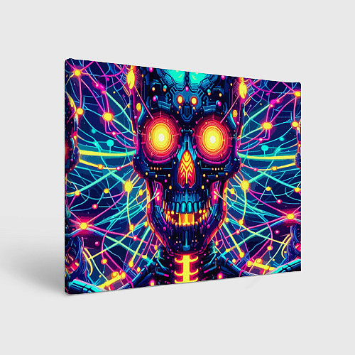 Картина прямоугольная Neon skull - ai art fantasy / 3D-принт – фото 1