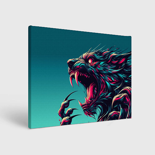 Картина прямоугольная Свирепый оборотень - нейроарт / 3D-принт – фото 1