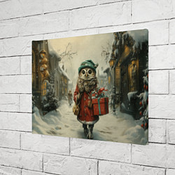 Холст прямоугольный Сова с подарком, цвет: 3D-принт — фото 2