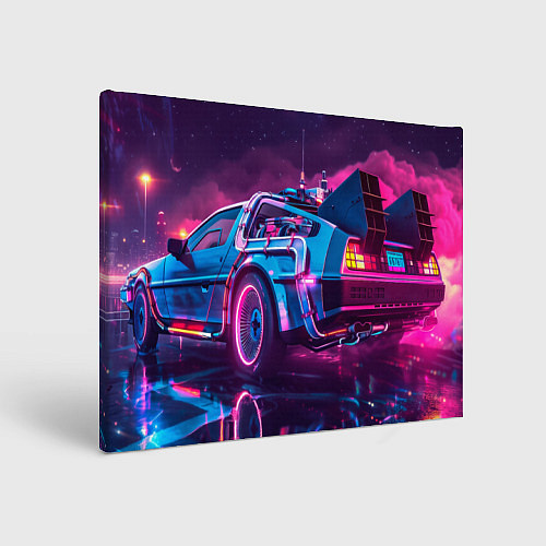 Картина прямоугольная Delorean - back to the future neon / 3D-принт – фото 1