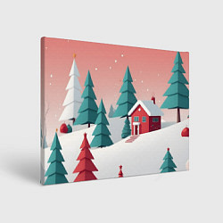 Холст прямоугольный Новогодний домик, цвет: 3D-принт