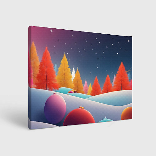 Картина прямоугольная Яркие новогодние елки / 3D-принт – фото 1