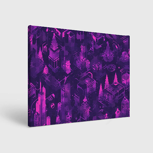 Картина прямоугольная Неоновый городок / 3D-принт – фото 1