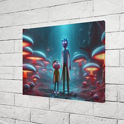 Холст прямоугольный Морти и Рик в сказочном неоновом грибном лесу, цвет: 3D-принт — фото 2