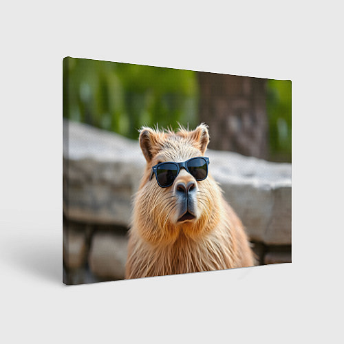 Картина прямоугольная Модная капибара в темных очках / 3D-принт – фото 1