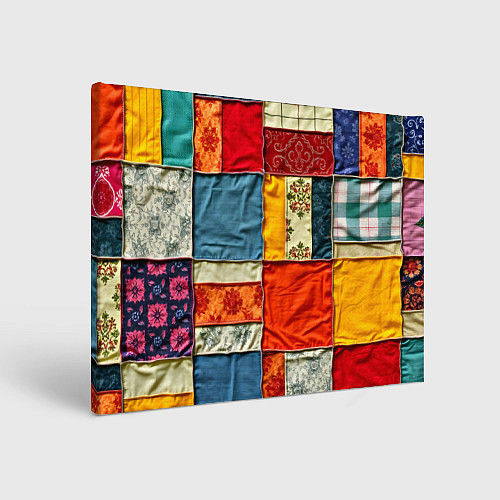 Картина прямоугольная Пэчворк из ярких тканей / 3D-принт – фото 1