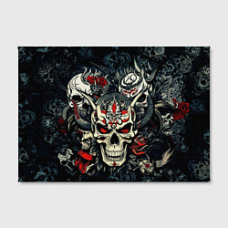 Холст прямоугольный Маска Хання на черепе самурая на фоне духов, цвет: 3D-принт — фото 2