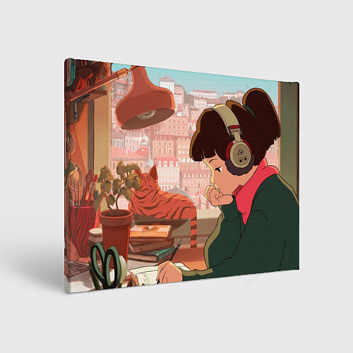 Картина прямоугольная Lofi music girl day / 3D-принт – фото 1