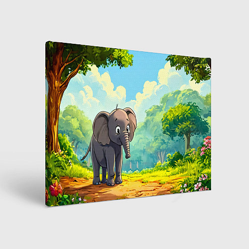 Картина прямоугольная Слоненок в лесу / 3D-принт – фото 1