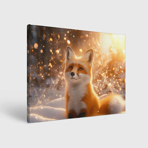 Картина прямоугольная Рыжая лисичка в снежном лесу / 3D-принт – фото 1