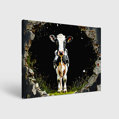Картина прямоугольная Корова на черном / 3D-принт – фото 1