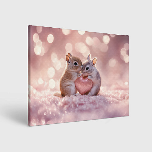 Картина прямоугольная Влюбленные белочки с сердечком / 3D-принт – фото 1