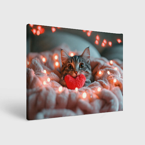 Картина прямоугольная Котик с сердечком / 3D-принт – фото 1
