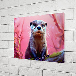 Холст прямоугольный Выдра в розовом цвете, цвет: 3D-принт — фото 2