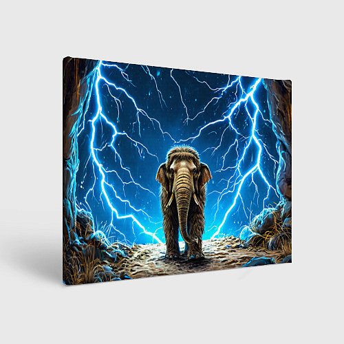 Картина прямоугольная Мамонт и разряды молний / 3D-принт – фото 1