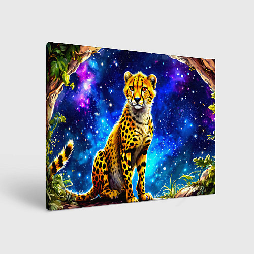 Картина прямоугольная Гепард в звездную ночь / 3D-принт – фото 1