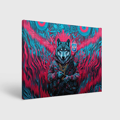 Картина прямоугольная Волк с гербом РФ / 3D-принт – фото 1