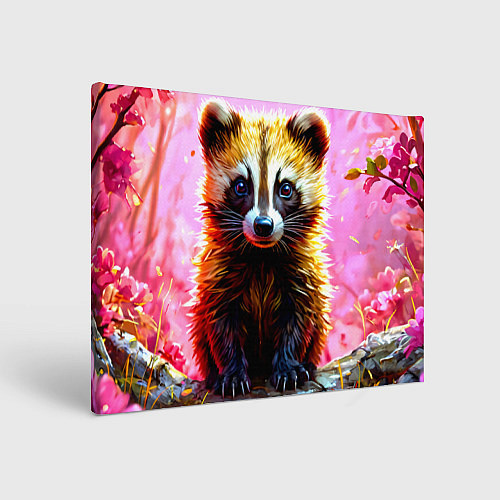 Картина прямоугольная Росомаха в розовом лесу / 3D-принт – фото 1