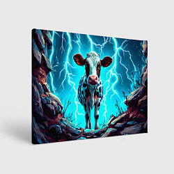 Картина прямоугольная Корова в разрядах молнии