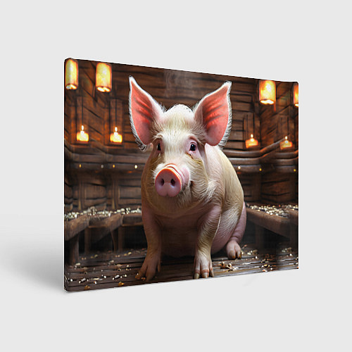 Картина прямоугольная Довольная свинья / 3D-принт – фото 1