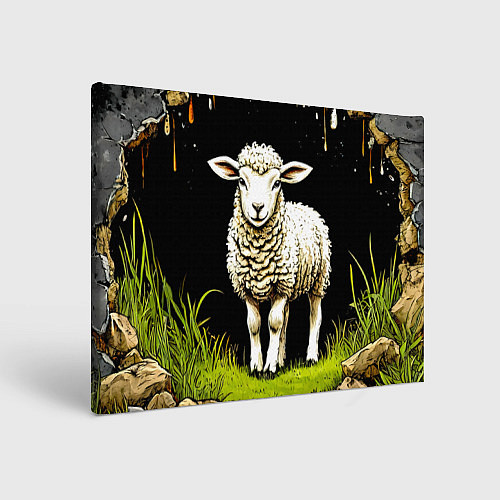 Картина прямоугольная Овечка на черном / 3D-принт – фото 1