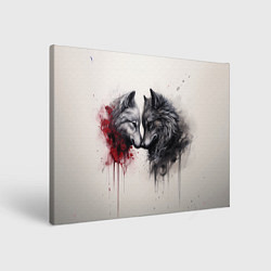 Картина прямоугольная Нежность волка и волчицы