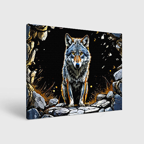 Картина прямоугольная Волк на черном / 3D-принт – фото 1