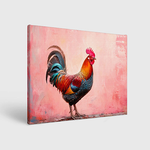 Картина прямоугольная Петух на розовом / 3D-принт – фото 1