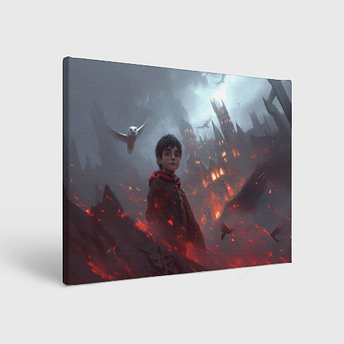 Картина прямоугольная Гарри Поттер горящий замок / 3D-принт – фото 1