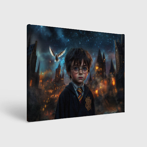 Картина прямоугольная Гарри Поттер и замки на фоне / 3D-принт – фото 1