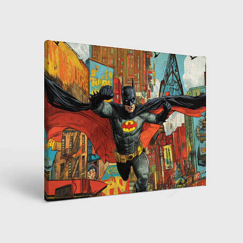 Картина прямоугольная Бэтмен на фоне города / 3D-принт – фото 1