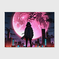 Холст прямоугольный Аниме и розовая луна, цвет: 3D-принт — фото 2
