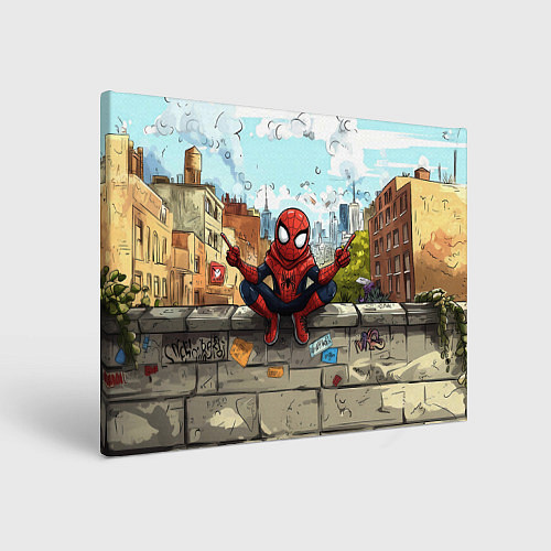 Картина прямоугольная Маленький человек-паук в городе / 3D-принт – фото 1