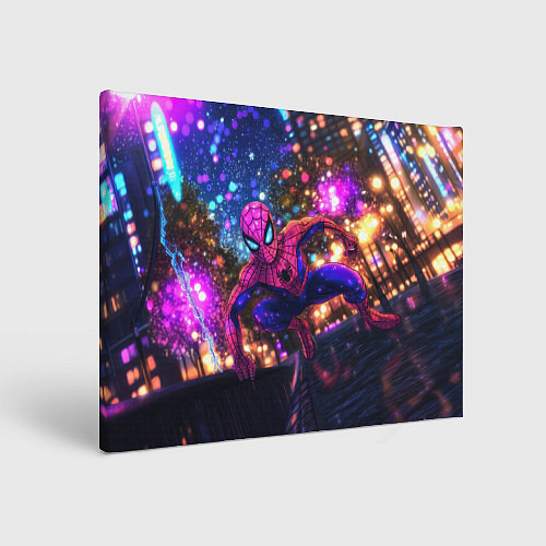 Картина прямоугольная Человек-паук и фиолетовый свет / 3D-принт – фото 1
