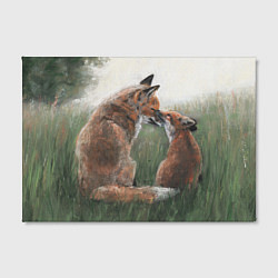 Холст прямоугольный Лиса с лисёнком, цвет: 3D-принт — фото 2