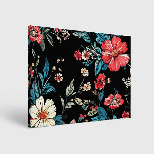 Картина прямоугольная Цветы старинный узор / 3D-принт – фото 1