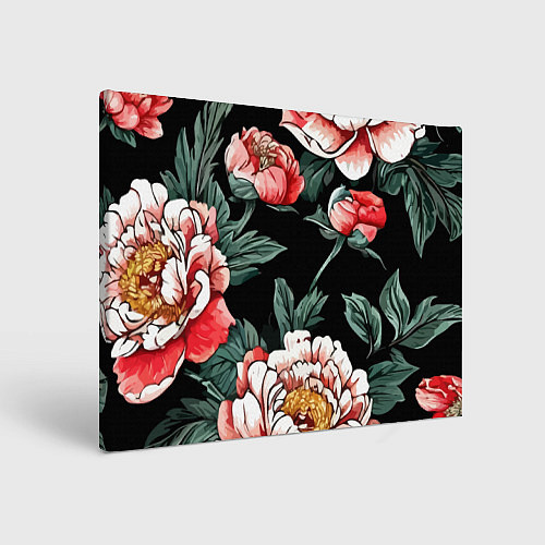 Картина прямоугольная Пионы винтажный узор / 3D-принт – фото 1