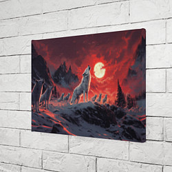 Холст прямоугольный Волк воет на красную луну, цвет: 3D-принт — фото 2