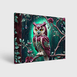 Холст прямоугольный Волшебная сова в самоцветном лесу, цвет: 3D-принт