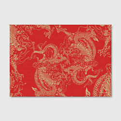 Холст прямоугольный Золотые драконы на красном, цвет: 3D-принт — фото 2