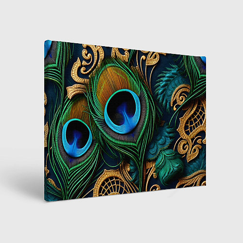 Картина прямоугольная Узоры и перья павлина / 3D-принт – фото 1