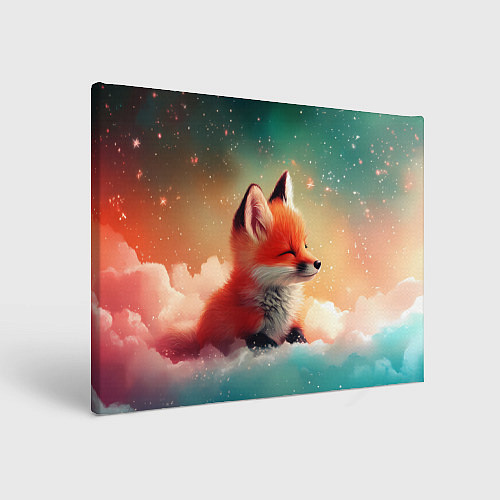 Картина прямоугольная Милый лисенок спит на облаке / 3D-принт – фото 1