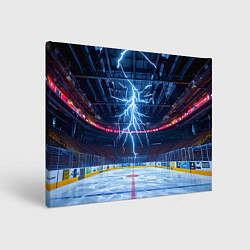 Картина прямоугольная Удар молнии в хоккейную площадку