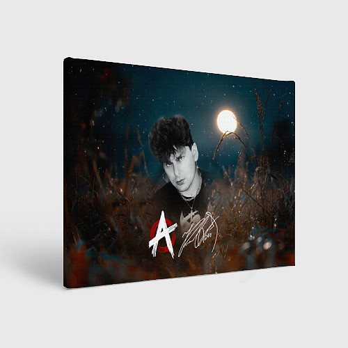 Картина прямоугольная Юрий Хой на фоне луны / 3D-принт – фото 1